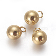 304 Stainless Steel Pendants, Round, Golden, 11.5x8mm, Hole: 2.5mm(STAS-I101-71G)