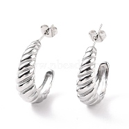 304 Stainless Steel Croissant Stud Earrings for Women, Stainless Steel Color, 27.5x22x7.5mm, Pin: 0.7mm(EJEW-F280-08P)