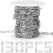 SUNNYCLUE DIY Paperclip Chain Jewelry Making Kits, Including 10m Brass Chains, Zinc Alloy Lobster Claw Clasps and Iron Jump Rings, Platinum, Chain Link: 9x3.5x0.7mm(DIY-SC0014-50P)