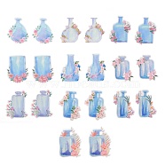 20Pcs 10 Styles Waterproof Self Adhesive PET Stickers, for Suitcase, Skateboard, Refrigerator, Helmet, Mobile Phone Shell, Pink Flowers , Bottle Pattern, 96~115x82~90x0.1mm, about 2pcs/style(DIY-F117-01)