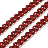 Spray Painted 304 Stainless Steel Curb Chains, with Spool, Unwelded, Red, 5x3.5x1.6mm(STAS-B067-05B-08)