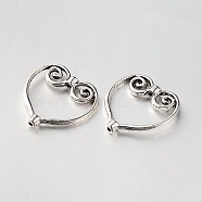 Heart Tibetan Style Alloy Beads, Antique Silver, 20.5x20x3mm, Hole: 1mm(PALLOY-N0114-03AS)