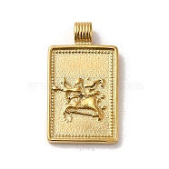 304 Stainless Steel Pendants, Rectangle with Constellations, Real 14K Gold Plated, Sagittarius, 25x14x2mm, Hole: 2mm(STAS-L022-306G-07)
