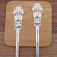 Alloy Hair Stick, Flower, Platinum, 157x25mm(PW-WG55561-01)