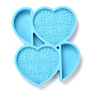 DIY Straw Decoration Silicone Molds, Resin Casting Molds, Clay Craft Mold Tools, Heart with Puzzle, Blue, 83x69x10mm, Inner Diameter: 39x45mm and 37x18mm(DIY-P030-53)