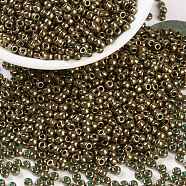 MIYUKI Round Rocailles Beads, Japanese Seed Beads, 8/0, (RR307) Dark Topaz Gold Luster, 3mm, Hole: 1mm, about 19000~20500pcs/pound(SEED-G008-RR0307)