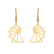 304 Stainless Steel Dangle Earring, Flower, Real 18K Gold Plated, No Size(DE3175-1)