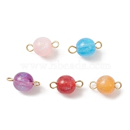 Resin Imitation Cat Eye Connector Charms, with Golden Plated 304 Stainless Steel Double Loops, Round Links, Mixed Color, 14.5~15x8mm, Hole: 2mm(PALLOY-JF02178-01)