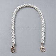 Bag Chain Straps, with ABS Plastic Imitation Pearl Beads and Light Gold Zinc Alloy Lobster Clasps, for Bag Replacement Accessories, White, 41cm(AJEW-P076-07A)