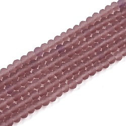 Transparent Glass Beads Strands, Faceted, Frosted, Rondelle, Rosy Brown, 2.9~3.3mm, Hole: 1mm, about 148~150pcs/strand, 39.5~40cm(EGLA-A044-T2mm-MD07)