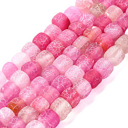 Natural Weathered Agate Beads Strands, Dyed & Heated, Cube, Pink, 7~8x7~8x7~8mm, Hole: 1mm, about 50pcs/strand, 13.78''(35cm)(G-NH0038-01D)