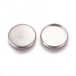 304 Stainless Steel Plain Edge Bezel Cups, Cabochon Settings, Flat Round, Stainless Steel Color, Tray: 16mm, 17.5x2mm(X-STAS-E460-10P-16mm)