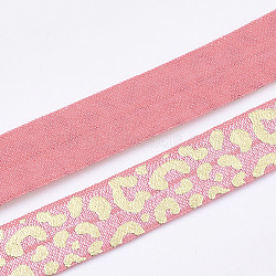 Flat Elastic Cord, with Pattern, Hot Pink, 15~16x1mm, about 3.28 yards(3m)/roll(EC-T001-04C)
