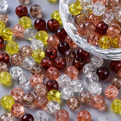 Baking Painted Crackle Glass Beads, Caramel Mix, Round, Mixed Color, 6~6.5x5.5~6mm, Hole: 1mm, about 200pcs/bag(DGLA-X0006-6mm-12)