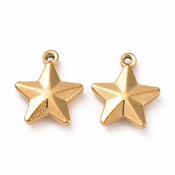 201 Stainless Steel Charms, Star, Golden, 15x13x3.5mm, Hole: 1.5mm(STAS-G081-09G)