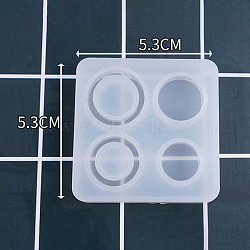 Silicone Molds, Resin Casting Molds, For UV Resin, Epoxy Resin Jewelry Making, Round, White, 53x53x9mm, Inner Diameter: 13.7mm & 16.8mm & 18mm & 21mm(X-DIY-F037-C05)