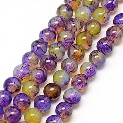 Baking Painted Glass Beads Strands, Imitation Opalite, Round, Champagne Yellow, 6mm, Hole: 1.3~1.6mm, about 133pcs/strand, 31.4 inch(X-DGLA-Q023-6mm-DB50)