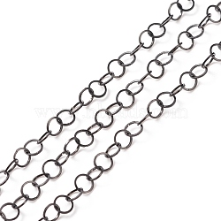 Ion Plating(IP) 304 Stainless Steel Rolo Chains, Soldered, with Spool, Electrophoresis Black, 5x0.5mm, 32.8 Feet(10m)/roll(CHS-B001-03B)