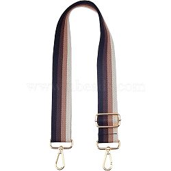 Adjustable Canvas Bag Handles, with Alloy Swivel Clasps, for Bag Straps Replacement Accessories, Stripe Pattern, Champagne Yellow, Gold, Black, 72~130x3.8x0.3cm, Alloy Swivel Clasps: 6x4.6x0.8cm(FIND-WH0053-49KCG-B)