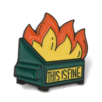 Dumpster Fire Alloy Brooches, This is Fine Enamel Pins for Clothes Backpack, Green, 29.5x27.5mm