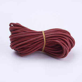 PU Leather Cords, for Jewelry Making, Round, FireBrick, 3mm, about 10yards/bundle(9.144m/bundle)