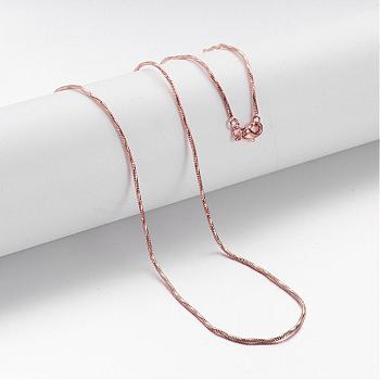 Brass Chain Necklaces, Snake Chain, with Lobster Clasps, Rose Gold, 23.9 inch