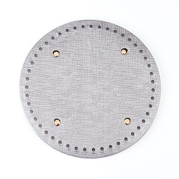 PU Leather Flat Round Bag Bottom, for Knitting Bag, Women Bags Handmade DIY Accessories, Gray, 181x9.5mm, Hole: 4.5mm