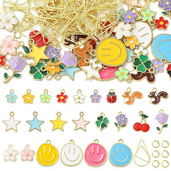 DIY Jewelry Making Finding Kits, Including Alloy Enamel Pendants and Teardrop Paper Clips, Mixed Color, 18x15.5x1.5mm, Hole: 1.8mm