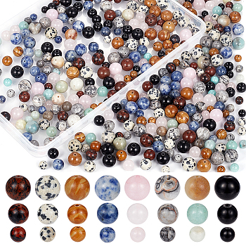 240Pcs 24 Styles Natural & Synthetic Mixed Gemstone Beads, Round, 6~11mm, Hole: 1mm, 10pcs/style