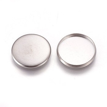 304 Stainless Steel Plain Edge Bezel Cups, Cabochon Settings, Flat Round, Stainless Steel Color, Tray: 16mm, 17.5x2mm