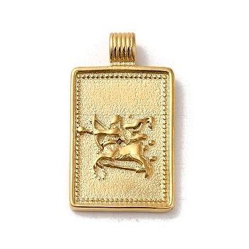 304 Stainless Steel Pendants, Rectangle with Constellations, Real 14K Gold Plated, Sagittarius, 25x14x2mm, Hole: 2mm