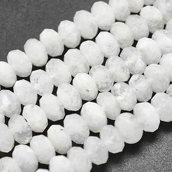 Natural Rainbow Moonstone Beads Strands, Rondelle, Faceted, 6~6.5x4mm, Hole: 1mm, about 100pcs/strand, 15.3 inch(39cm)