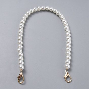 Bag Chain Straps, with ABS Plastic Imitation Pearl Beads and Light Gold Zinc Alloy Lobster Clasps, for Bag Replacement Accessories, White, 41cm