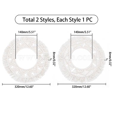 Pandahall Elite 2 Sets 2 Styles Mini-Wandspiegel aus Baumwolle mit Makramee-Fransen(HJEW-PH0001-39)-4