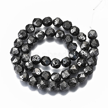 Electroplated Natural Lava Rock Bead Strands(G-T131-39B)-2