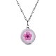 SHEGRACE Rhodium Plated 925 Sterling Silver Round Pendant Necklaces(JN370A)-1