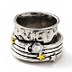 Rotatable Moon and Star Alloy Finger Ring with Rhinestone(RJEW-F123-03AS)-1