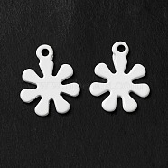 Spray Painted 201 Stainless Steel Charms, Flower Charm, White, 11.5x9x0.5mm, Hole: 1mm(STAS-I672-10B)