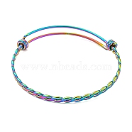 Twist Stainless Steel Bangles, Rainbow Color, Inner Diameter: 2-1/8 inch(5.5cm)(BJEW-XCP0002-04)