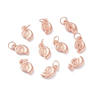 Alloy Charms, Long-Lasting Plated, with Jump Rings, Snail Shell, Real Rose Gold Plated, 12x7x2mm, Jump Ring: 5x1mm, Inner Diameter: 3mm (KK-A149-11RG)