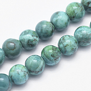 Natural Marble Beads Strands, Round, Dyed & Heated, Dark Cyan, 8mm, Hole: 1mm, about 46pcs/strand, 15 inch(38cm)(G-K211-8mm-A)