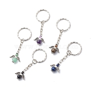 Natural Gemstone Beaded Angel Charm Keychain, with Iron Findings, 7.1cm(KEYC-JKC00387)