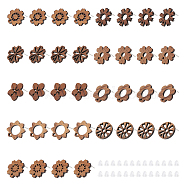 36Pcs 9 Style Walnut Wood Stud Earring Findings, with Hole and 304 Stainless Steel Pin, with 80Pcs Plastic Ear Nuts, Mixed Color, 17~17.5x17~18mm, Hole: 1.6~1.8mm, Pin: 0.7~0.8mm, 4Pcs/style(MAK-UN0001-43)