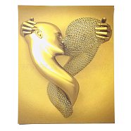 3D Effect Chemical Fiber Oil Canvas Hanging Painting, Kissing Couple Bedroom Decor, Wall Art Romantic Embracing Couple Poster Print Picture, Abstract Modern Artwork for Living Room, Heart Pattern, 400x300x3mm(AJEW-C023-01A-02)