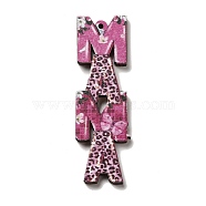 Mother's Day Theme Wooden Pendants, Letter, 59.5x17x2.5mm, Hole: 1.8mm(FIND-Z031-01F)