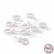 925 Sterling Silver Screw Eye Peg Bails, Ring, For Half-drilled Beads, Silver, 12x6x3mm, Hole: 4mm, Pin: 0.7mm(STER-D035-46S)