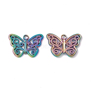 Ion Plating(IP) 304 Stainless Steel Pendants, Butterfly Charms, Rainbow Color, 18x25x2mm, Hole: 2.5mm(STAS-K242-04M)
