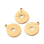Ion Plating(IP) 316 Surgical Stainless Steel Pendants, Teardrop with Sun, Golden, 17x14x1mm, Hole: 1.2mm(STAS-D450-22G)