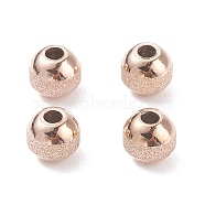 Ion Plating(IP) Textured 304 Stainless Steel Beads, Round, Rose Gold, 5mm, Hole: 1.6mm(STAS-P306-01D-RG)