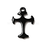 Spray Painted 201 Stainless Steel Charms, Cross Charms, Black, 14x9.5x1mm, Hole: 1.2mm(STAS-G304-26A)